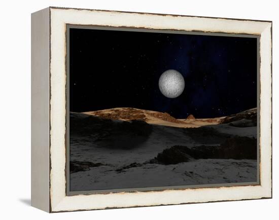 The Surface of Pluto with Charon in the Sky-Stocktrek Images-Framed Premier Image Canvas