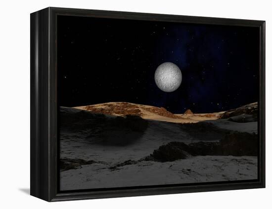 The Surface of Pluto with Charon in the Sky-Stocktrek Images-Framed Premier Image Canvas