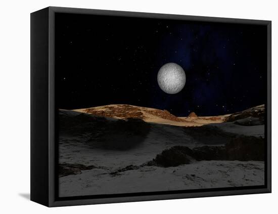 The Surface of Pluto with Charon in the Sky-Stocktrek Images-Framed Premier Image Canvas