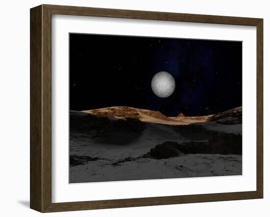 The Surface of Pluto with Charon in the Sky-Stocktrek Images-Framed Photographic Print