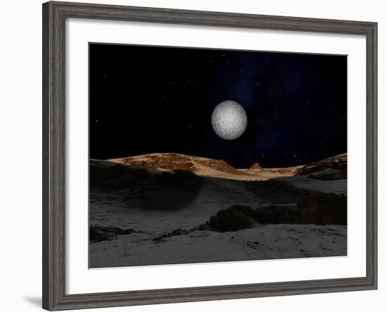 The Surface of Pluto with Charon in the Sky-Stocktrek Images-Framed Photographic Print