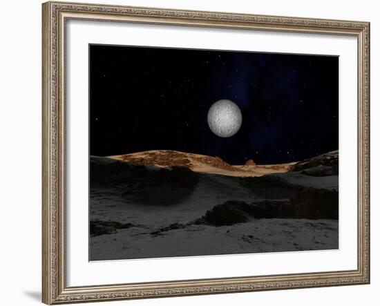 The Surface of Pluto with Charon in the Sky-Stocktrek Images-Framed Photographic Print