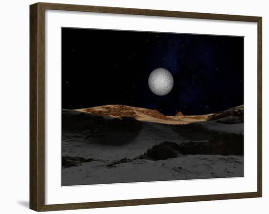 The Surface of Pluto with Charon in the Sky-Stocktrek Images-Framed Photographic Print