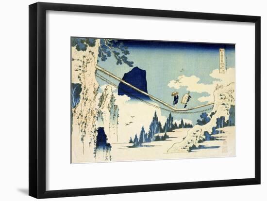 The Suspension Bridge Between Hida and Etchu-Katsushika Hokusai-Framed Giclee Print