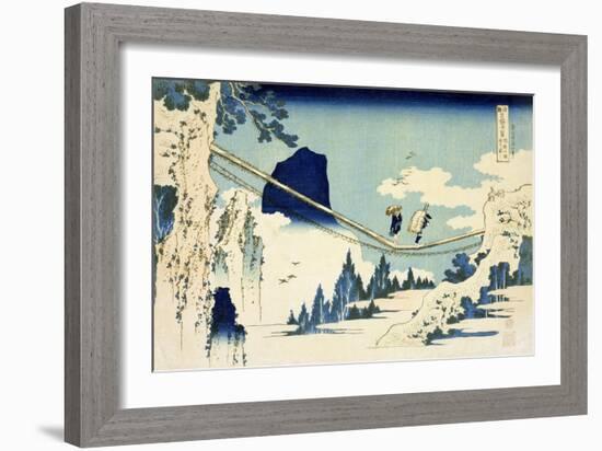 The Suspension Bridge Between Hida and Etchu-Katsushika Hokusai-Framed Giclee Print