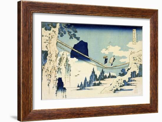 The Suspension Bridge Between Hida and Etchu-Katsushika Hokusai-Framed Giclee Print