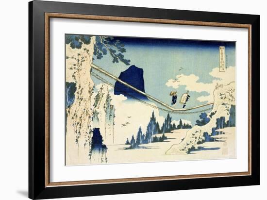 The Suspension Bridge Between Hida and Etchu-Katsushika Hokusai-Framed Giclee Print