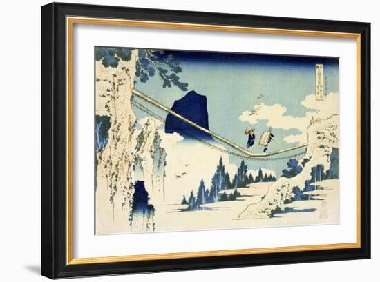 The Suspension Bridge Between Hida and Etchu-Katsushika Hokusai-Framed Giclee Print