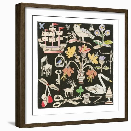 The Swan And The Thistle, 2021 (collage on printed square)-Sarah Battle-Framed Giclee Print