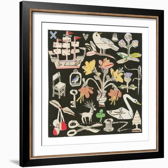 The Swan And The Thistle, 2021 (collage on printed square)-Sarah Battle-Framed Giclee Print