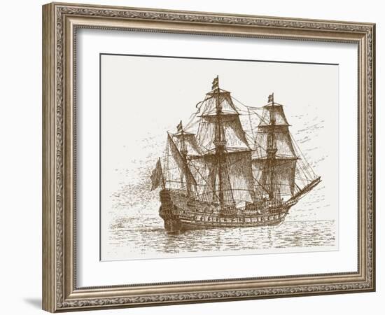 The Swedish Flagship Mars, before the Battle of Gotland-Oland (Etching)-Russian-Framed Giclee Print