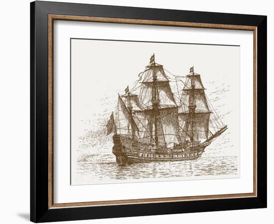 The Swedish Flagship Mars, before the Battle of Gotland-Oland (Etching)-Russian-Framed Giclee Print