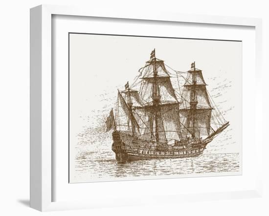 The Swedish Flagship Mars, before the Battle of Gotland-Oland (Etching)-Russian-Framed Giclee Print