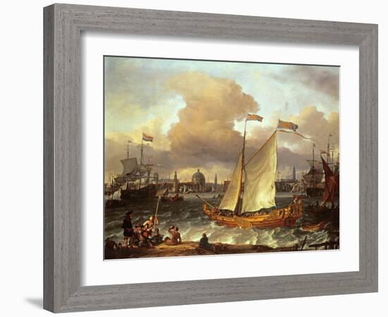 The Swedish Yacht 'Lejouet', in Amsterdam Harbour, 1674-Ludolf Backhuysen-Framed Giclee Print