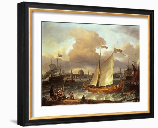 The Swedish Yacht 'Lejouet', in Amsterdam Harbour, 1674-Ludolf Backhuysen-Framed Giclee Print