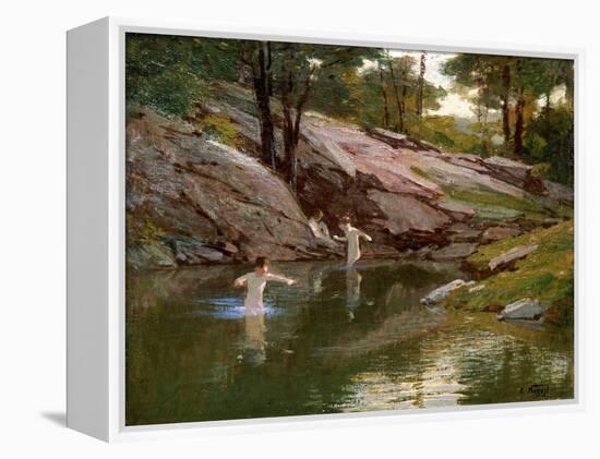 The Swimming Hole-Edward Henry Potthast-Framed Premier Image Canvas