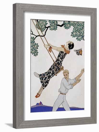 The Swing, 1920S-Georges Barbier-Framed Giclee Print