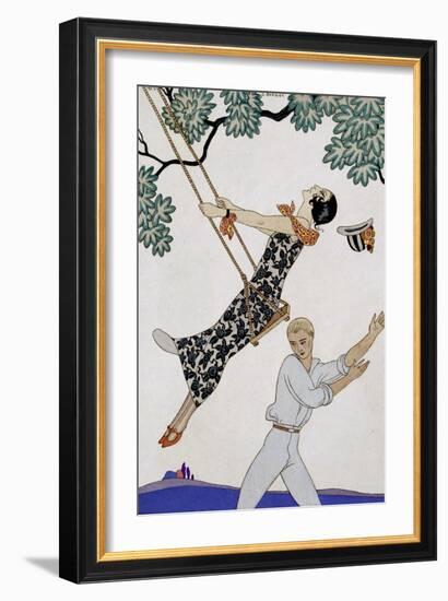 The Swing, 1920S-Georges Barbier-Framed Giclee Print