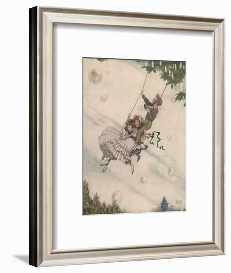 'The Swing Moves and the Bubbles Fly Upward', c1930-W Heath Robinson-Framed Giclee Print