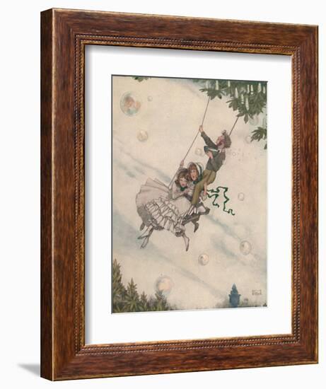 'The Swing Moves and the Bubbles Fly Upward', c1930-W Heath Robinson-Framed Giclee Print