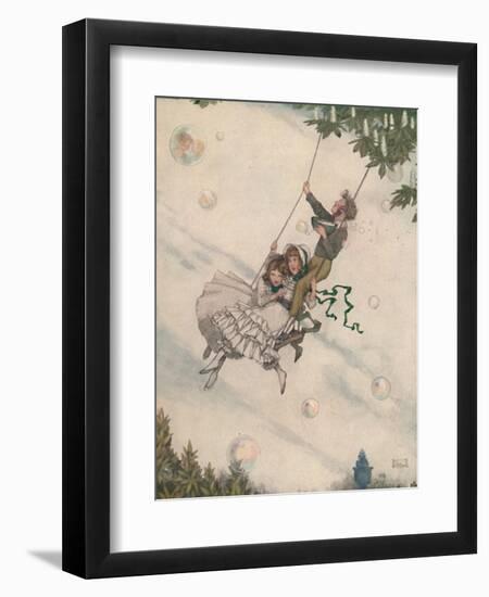 'The Swing Moves and the Bubbles Fly Upward', c1930-W Heath Robinson-Framed Giclee Print