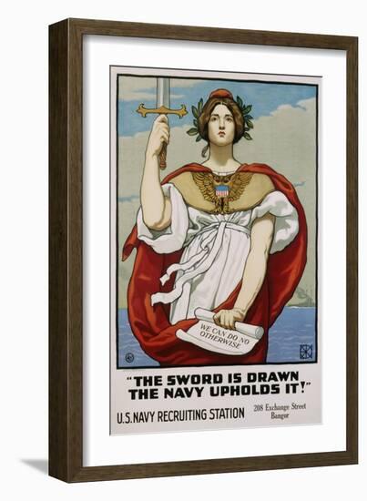 The Sword Is Drawn the Navy Upholds It! Recruitment Poster-Kenyon Cox-Framed Giclee Print