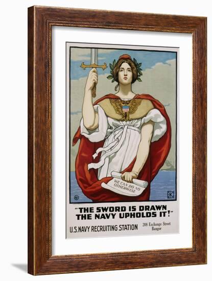 The Sword Is Drawn the Navy Upholds It! Recruitment Poster-Kenyon Cox-Framed Giclee Print