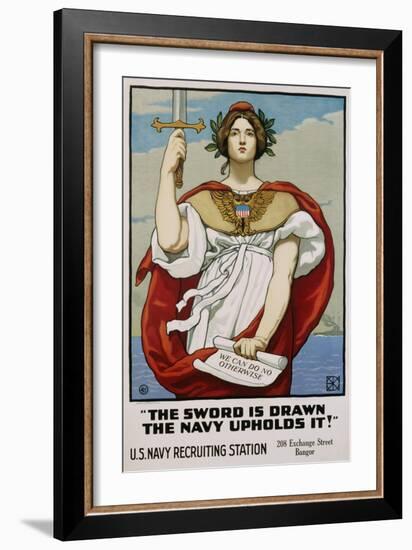 The Sword Is Drawn the Navy Upholds It! Recruitment Poster-Kenyon Cox-Framed Giclee Print