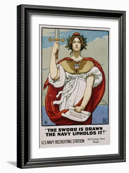 The Sword Is Drawn the Navy Upholds It! Recruitment Poster-Kenyon Cox-Framed Giclee Print