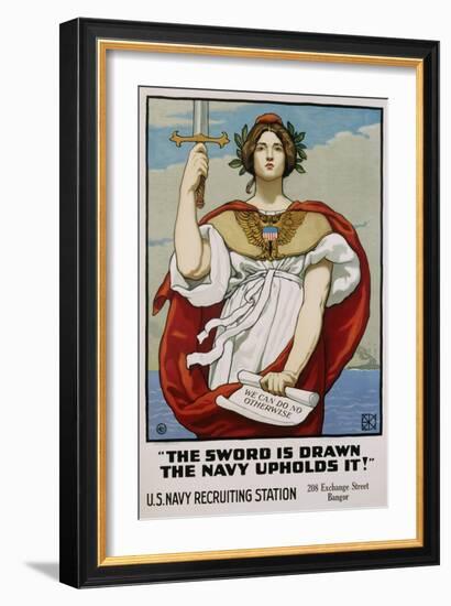 The Sword Is Drawn the Navy Upholds It! Recruitment Poster-Kenyon Cox-Framed Giclee Print