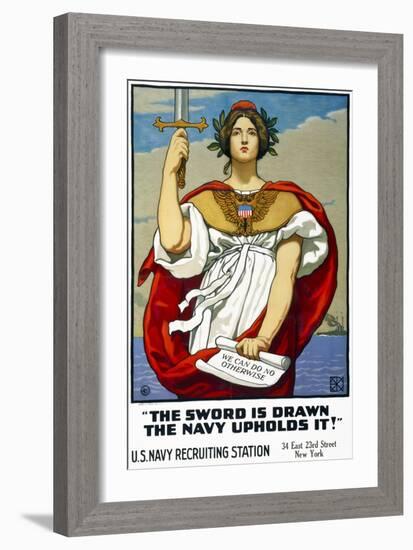 The Sword is Drawn, the Navy Upholds It!-null-Framed Giclee Print