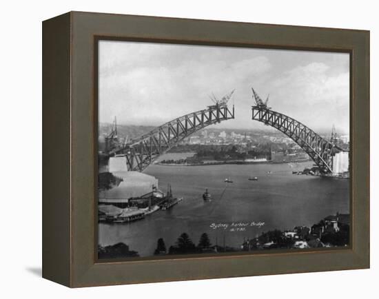 The Sydney Harbour Bridge During Construction in Sydney, New South Wales, Australia-null-Framed Premier Image Canvas