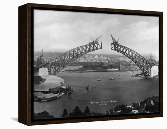 The Sydney Harbour Bridge During Construction in Sydney, New South Wales, Australia-null-Framed Premier Image Canvas