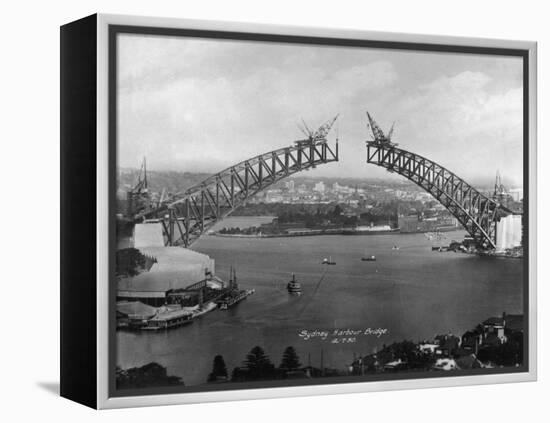 The Sydney Harbour Bridge During Construction in Sydney, New South Wales, Australia-null-Framed Premier Image Canvas