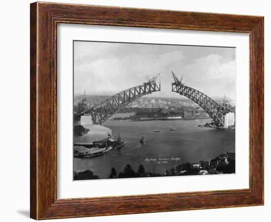 The Sydney Harbour Bridge During Construction in Sydney, New South Wales, Australia-null-Framed Photographic Print