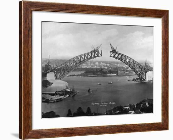 The Sydney Harbour Bridge During Construction in Sydney, New South Wales, Australia-null-Framed Photographic Print