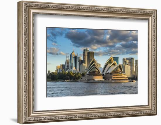 The Sydney Opera House, UNESCO World Heritage Site, and skyline of Sydney at sunset, New South Wale-Michael Runkel-Framed Photographic Print