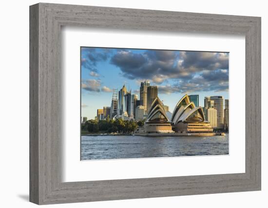 The Sydney Opera House, UNESCO World Heritage Site, and skyline of Sydney at sunset, New South Wale-Michael Runkel-Framed Photographic Print