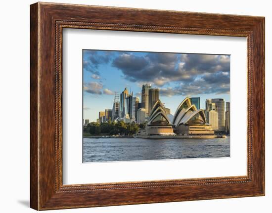 The Sydney Opera House, UNESCO World Heritage Site, and skyline of Sydney at sunset, New South Wale-Michael Runkel-Framed Photographic Print