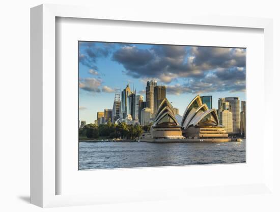 The Sydney Opera House, UNESCO World Heritage Site, and skyline of Sydney at sunset, New South Wale-Michael Runkel-Framed Photographic Print