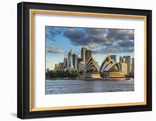 The Sydney Opera House, UNESCO World Heritage Site, and skyline of Sydney at sunset, New South Wale-Michael Runkel-Framed Photographic Print