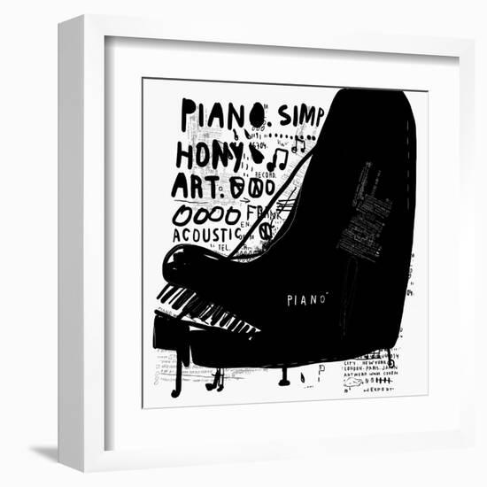 The Symbolic Image of a Piano on White Background-Dmitriip-Framed Art Print