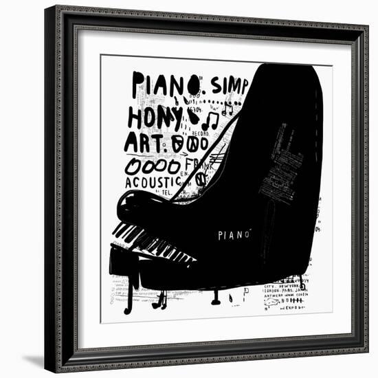 The Symbolic Image of a Piano on White Background-Dmitriip-Framed Premium Giclee Print