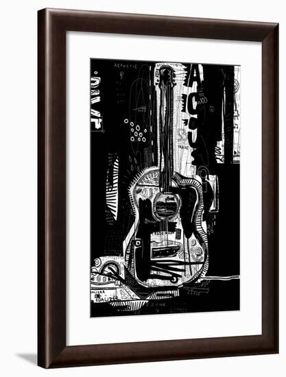 The Symbolic Image of an Acoustic Guitar on a Black Background-Dmitriip-Framed Art Print