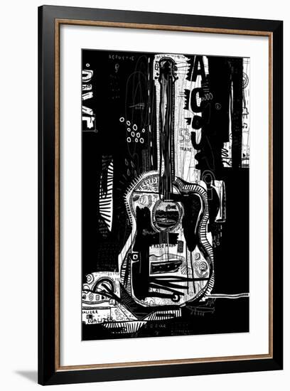 The Symbolic Image of an Acoustic Guitar on a Black Background-Dmitriip-Framed Premium Giclee Print