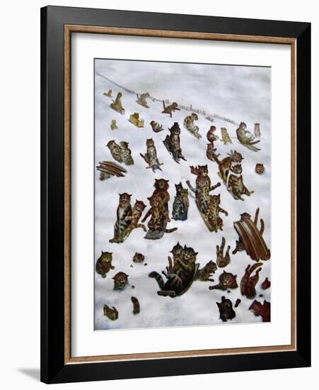 The Tabby Toboggan Club, 1898-Louis Wain-Framed Giclee Print