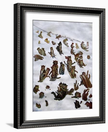 The Tabby Toboggan Club, 1898-Louis Wain-Framed Giclee Print