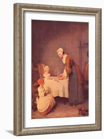 The Table Prayer-Jean-Baptiste Simeon Chardin-Framed Art Print