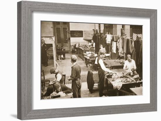 The Tailors' Shop, Alexandra Palace, Illustration from 'German Prisoners in Great Britain'-English Photographer-Framed Giclee Print