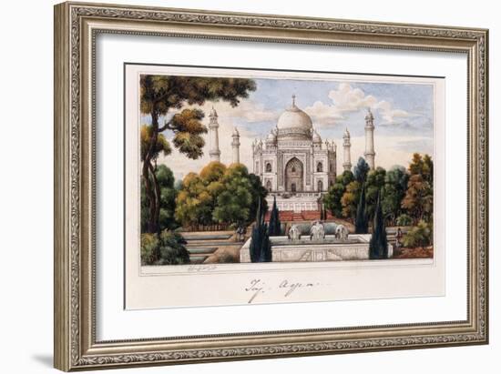 The Taj Mahal from the Garden, C.1840 (Pen and Grey Ink, W/C, Heightened with Touches of White,)-null-Framed Giclee Print